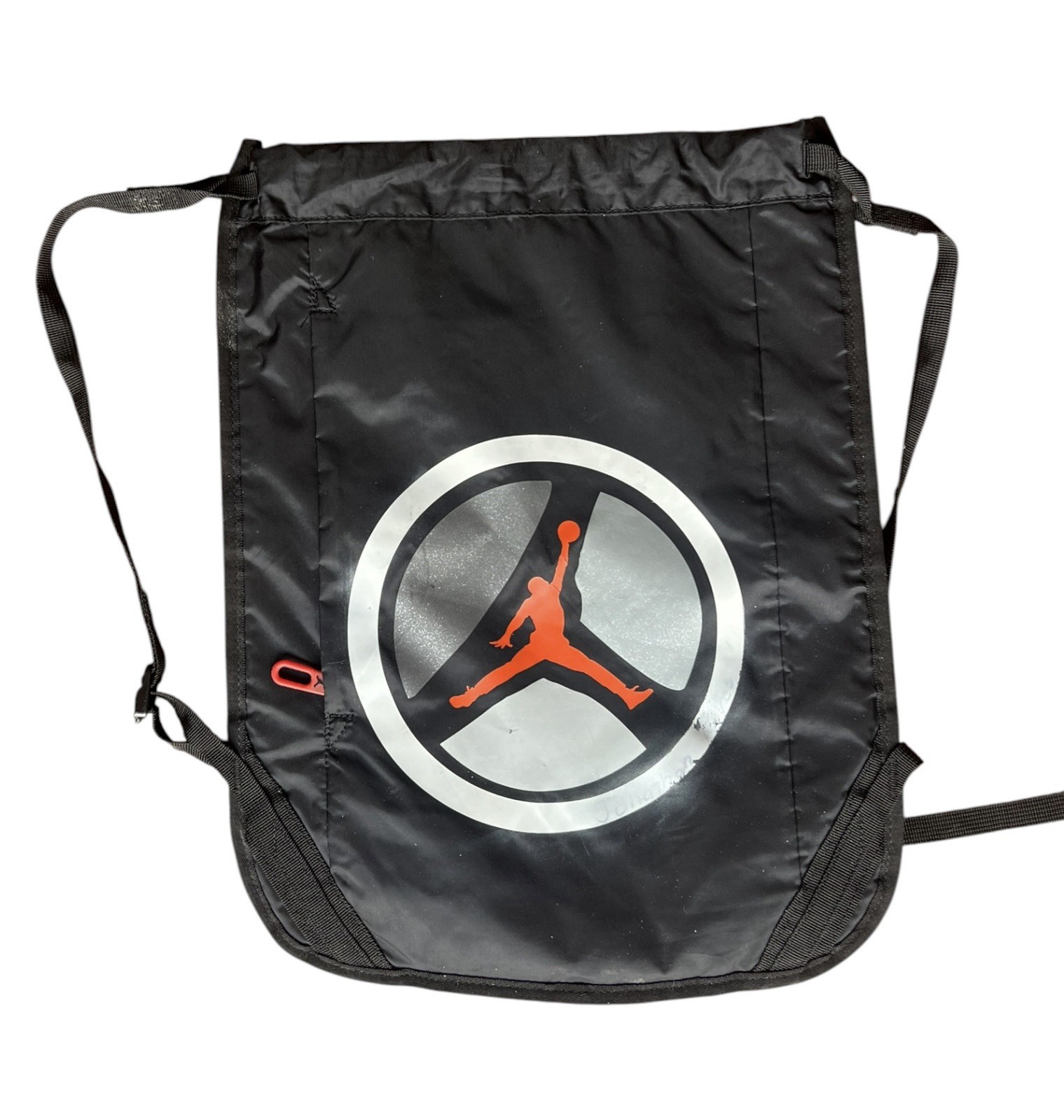 Jordan Backpack Bag Black Lined Drawstring Shoulder Strap Basketball Jumpman Vtg