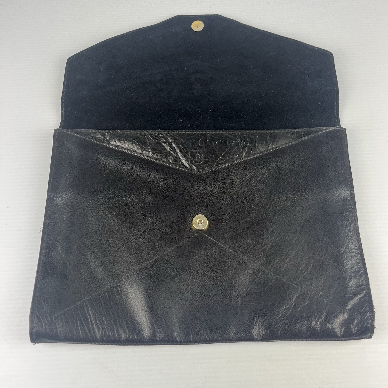 Vintage Leather Portfolio Envelope Clutch Banque Nationale de Paris 37x28cm
