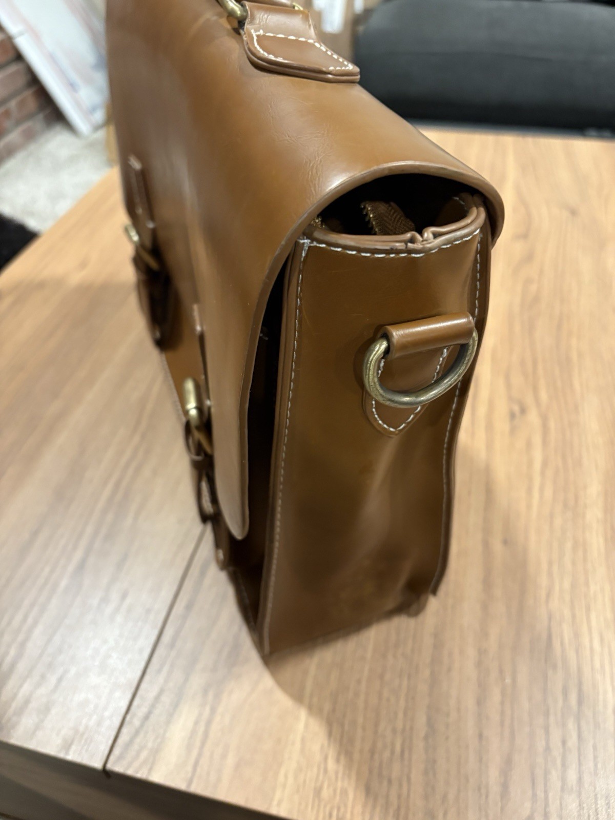 Brown Leather Messenger Bag Briefcase Satchel Laptop Crossbody Mens