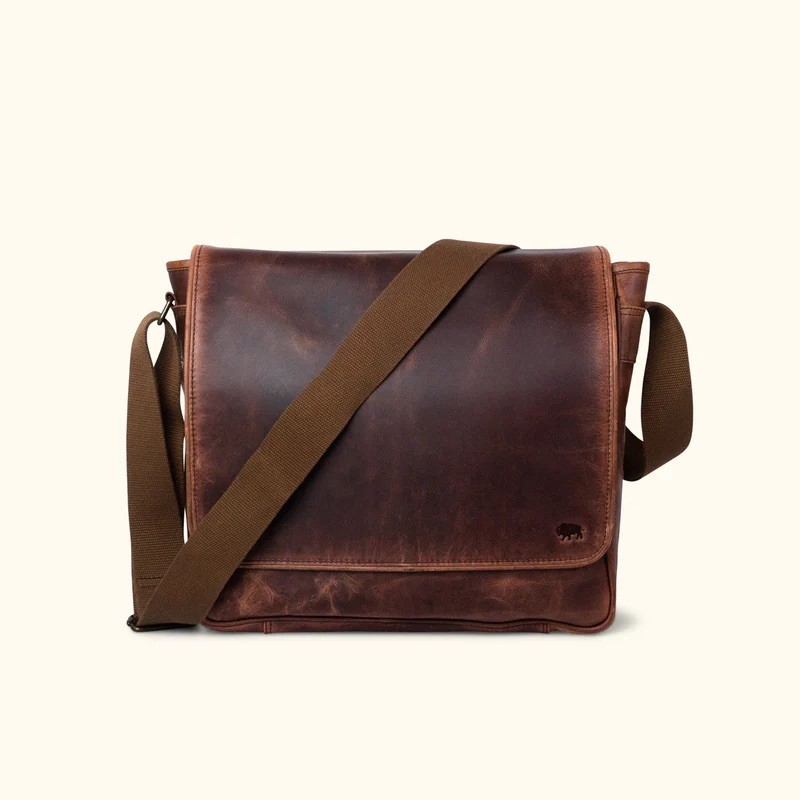 LEATHER MESSENGER BAG w/SHOULDER STRAP – BUFFALO JACKSON TRADING CO. ROOSEVELT