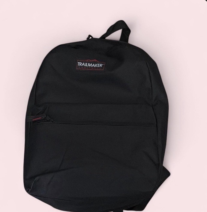 Trailmaker Black Large Backpack Zip Closure Adjustable Shoulder Strap Travel