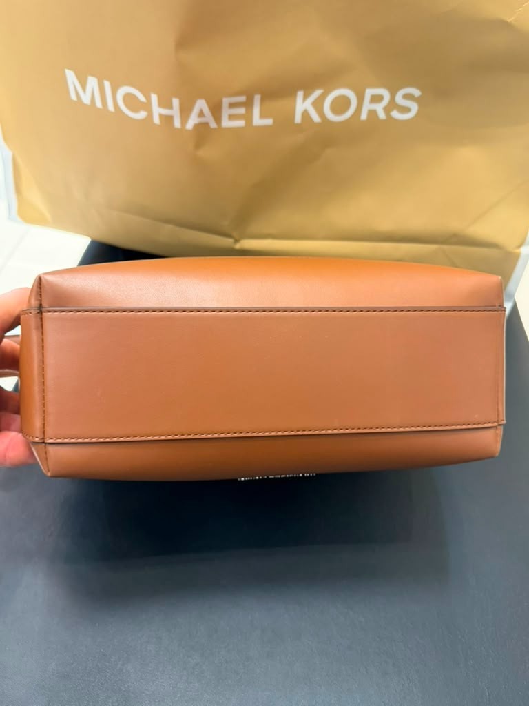 Michael Kors Cooper Pebbled Leather Soft Crescent Bag Luggage Men Crossbody