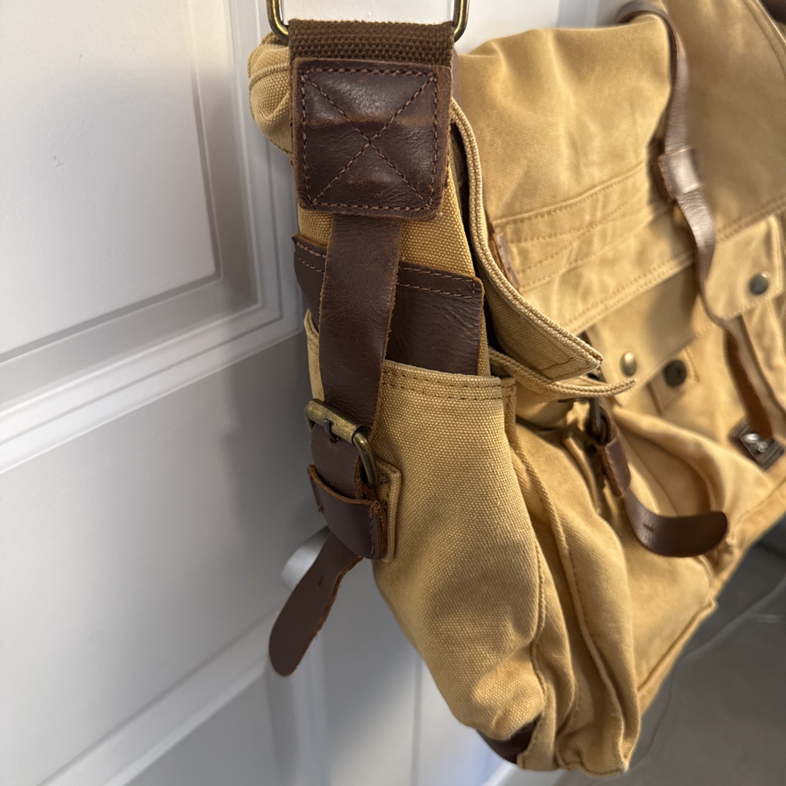 Muchuan Waxed Canvas/Leather Messenger Crossbody Bag Y2K I Am Legend 16x11x5”
