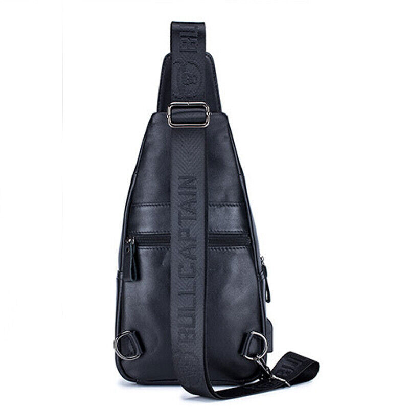Men’s Sling Backpack Genuine Leather Chest bag Crossbody Bag Shoulder Bag New Z