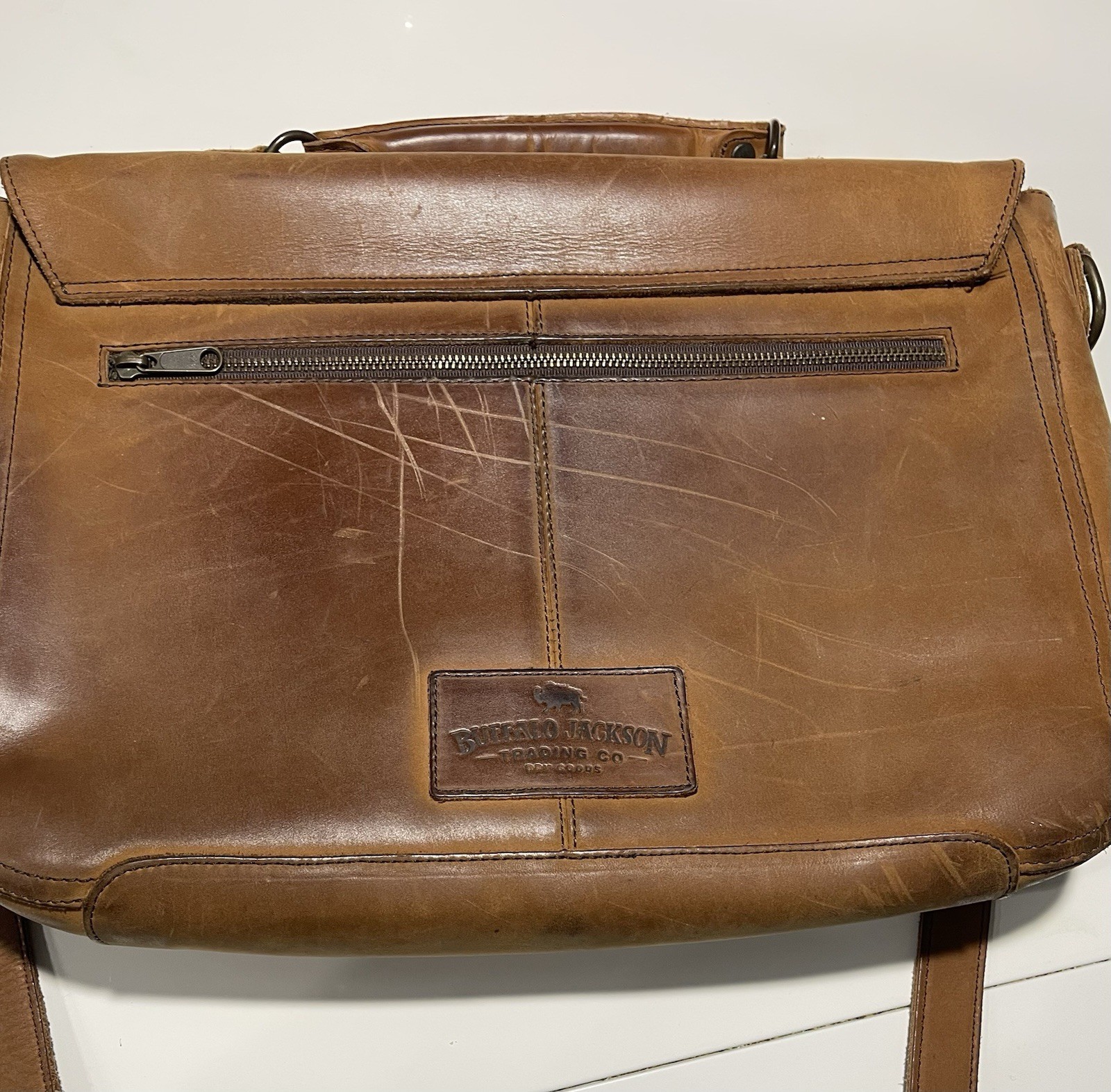 Buffalo Jackson Trading Co. Leather Laptop Messenger Briefcase Bag w/Strap