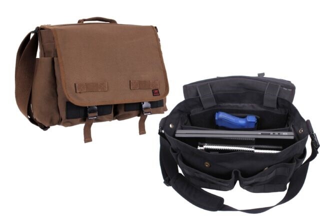 Black or Brown Concealed Carry Messenger Bag – Rothco Undercover CCW Canvas Bags
