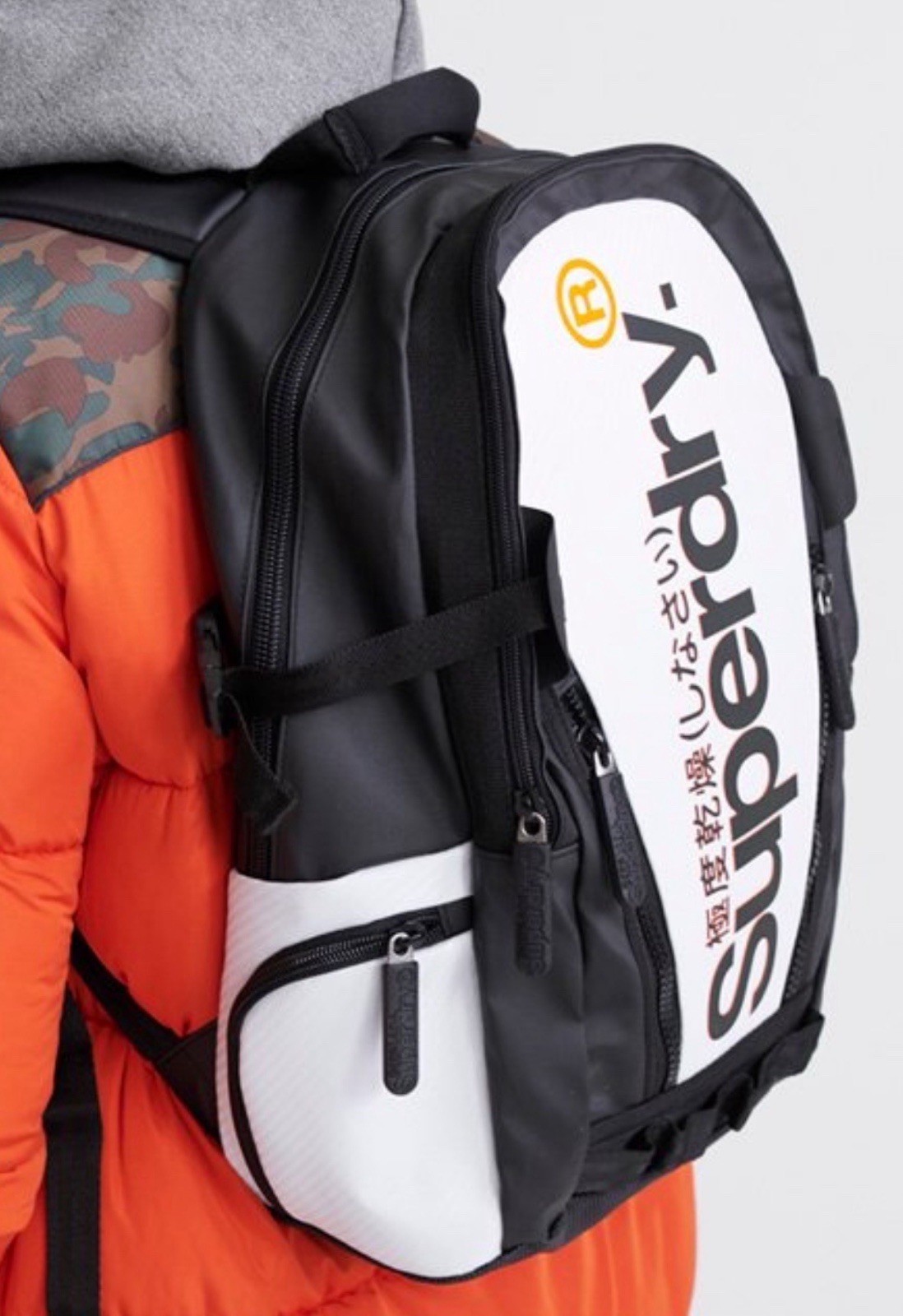 Superdry White Tarp Tech Backpack Travel Sport School Laptop Bag 21L Water Zip