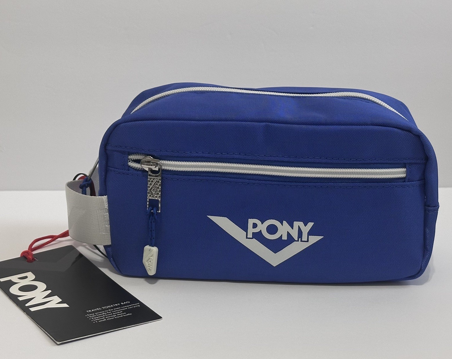 PONY Campbell Travel Toiletry Bag Royal Blue Dopp Kit Mens Shaving Case NWT
