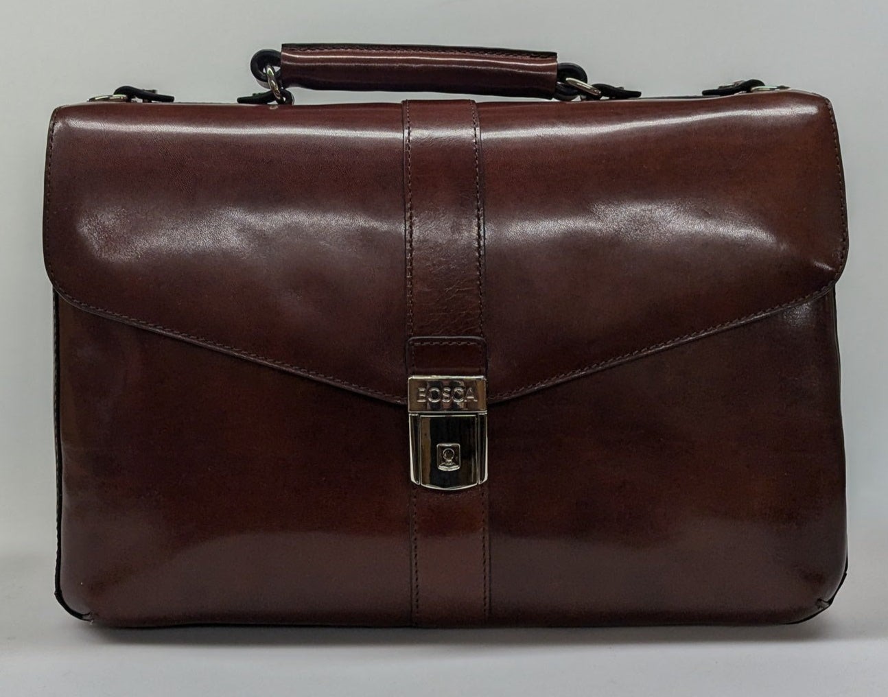 Bosca Old Leather Dark Brown Flapover Single Gusset Briefcase #815-58