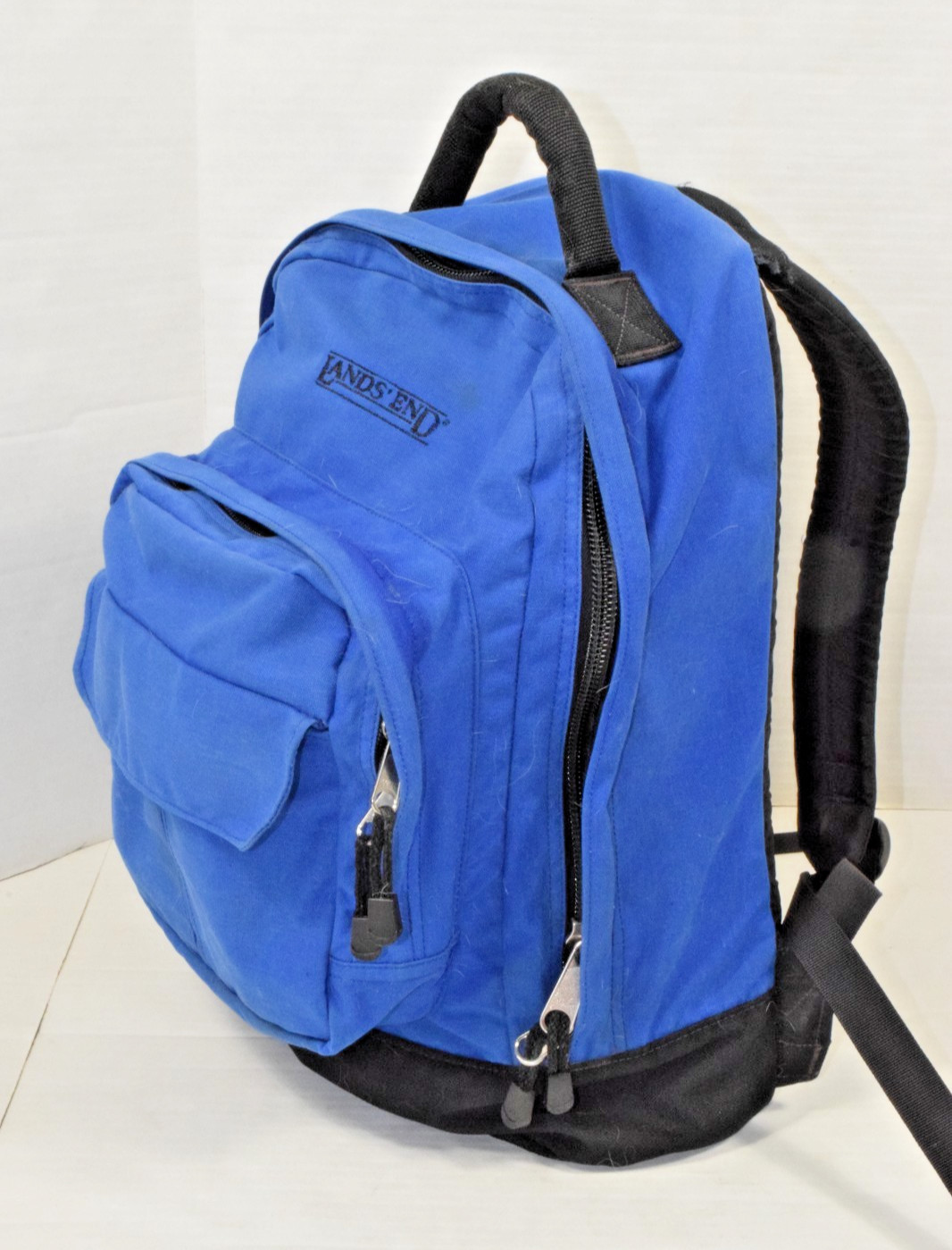 Vintage Lands End Backpack 90s Royal Blue Durable Nylon Daypack 16X11In