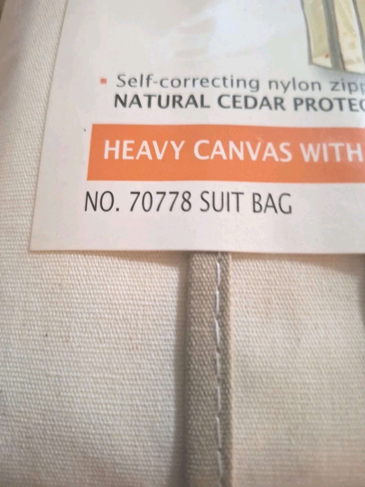 Heavy Canvas Suit Bag With Cedar Inserts 24x 42x 4 Travel Clothes Protection NEW