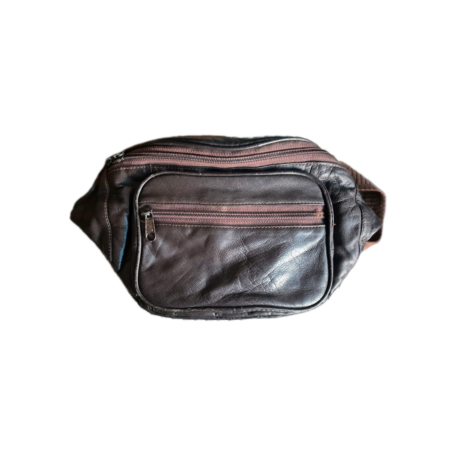 Belt Bag Fanny Pack Leather Brown with Pockets and Adjustable Strap
