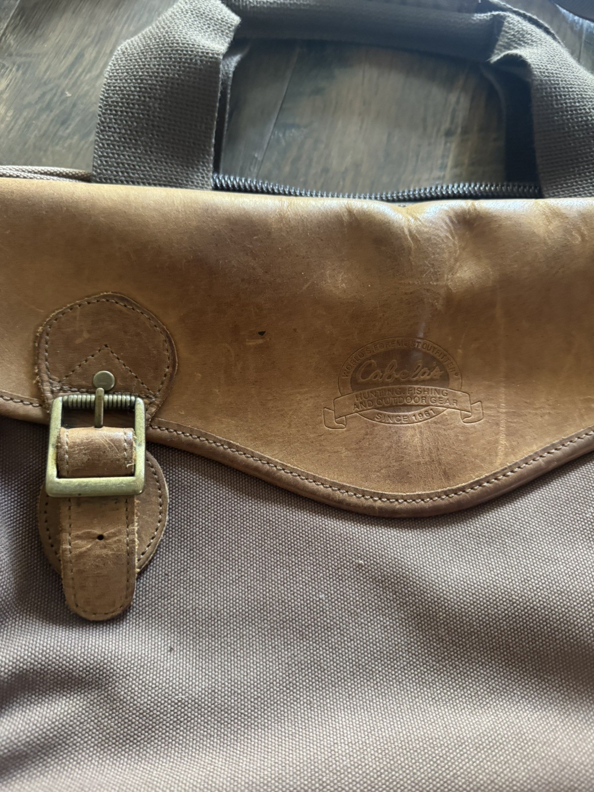 Cabela’s Canvas & Leather Messenger Travel Bag Hunting Camping Vintage Weekender