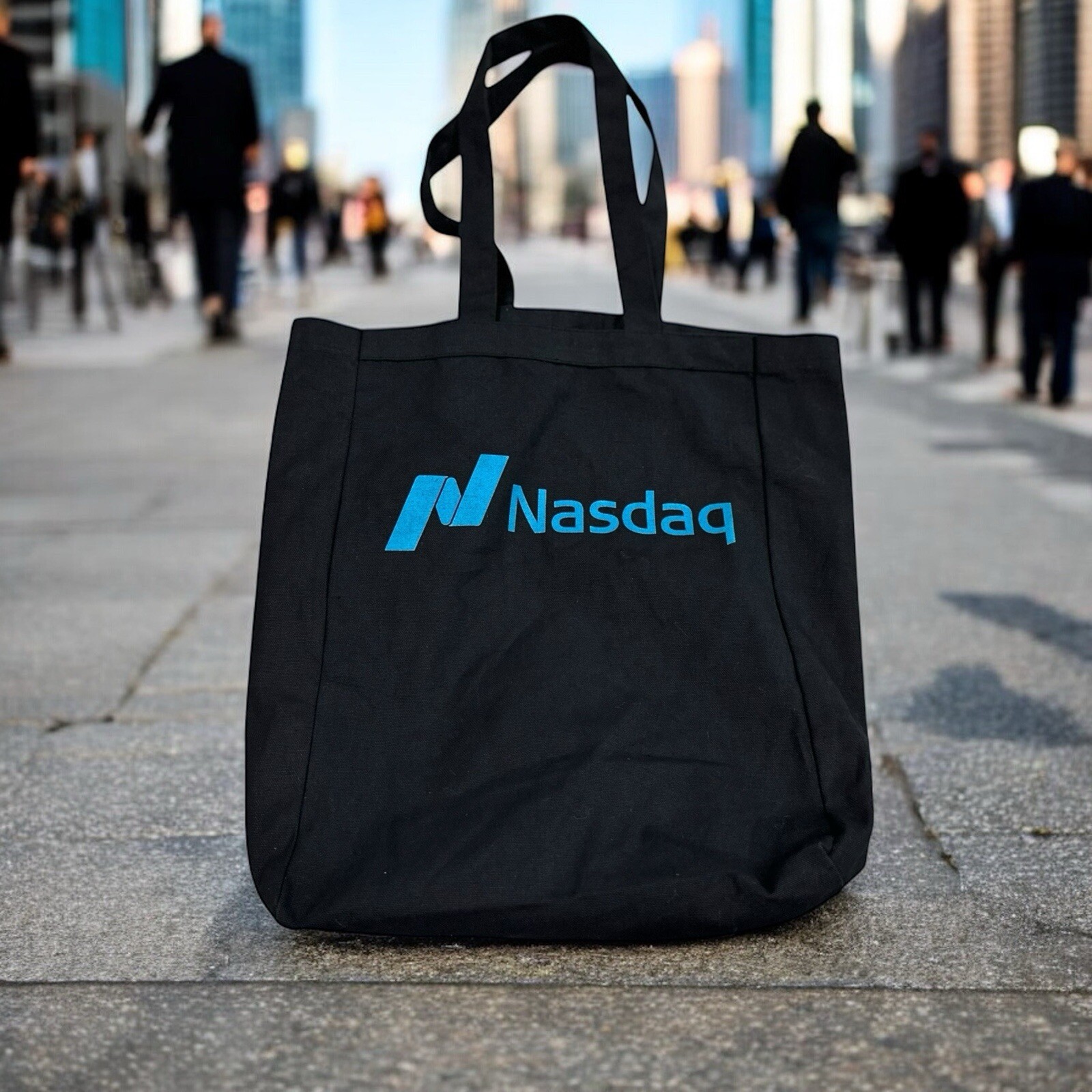 RARE! NASDAQ STOCK MARKET EXCHANGE FINANCE WALL STREET COTTON TOTE BAG