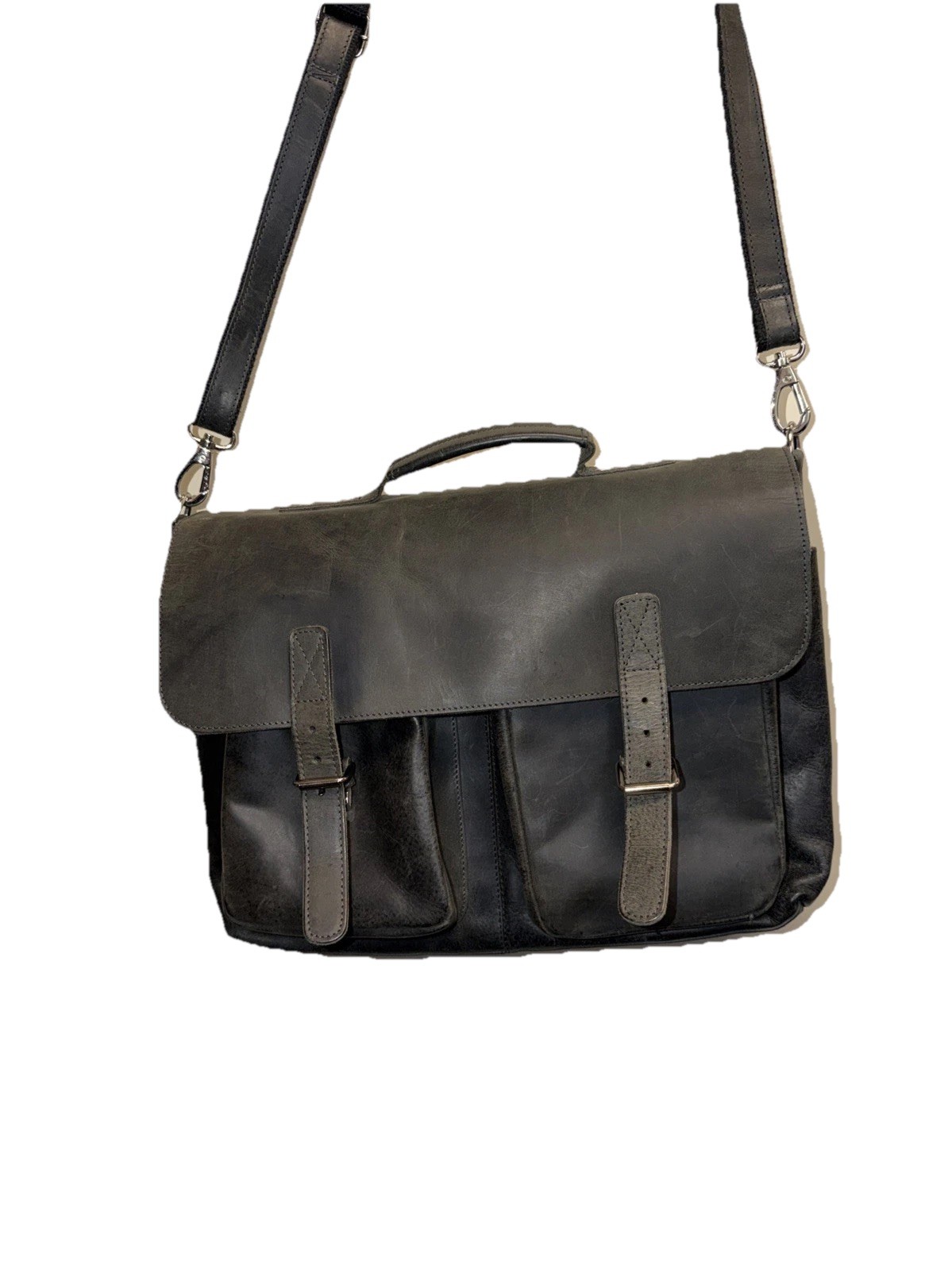 KomalC Men’s Distressed Brown Leather Messenger Bag Laptop Travel Bag