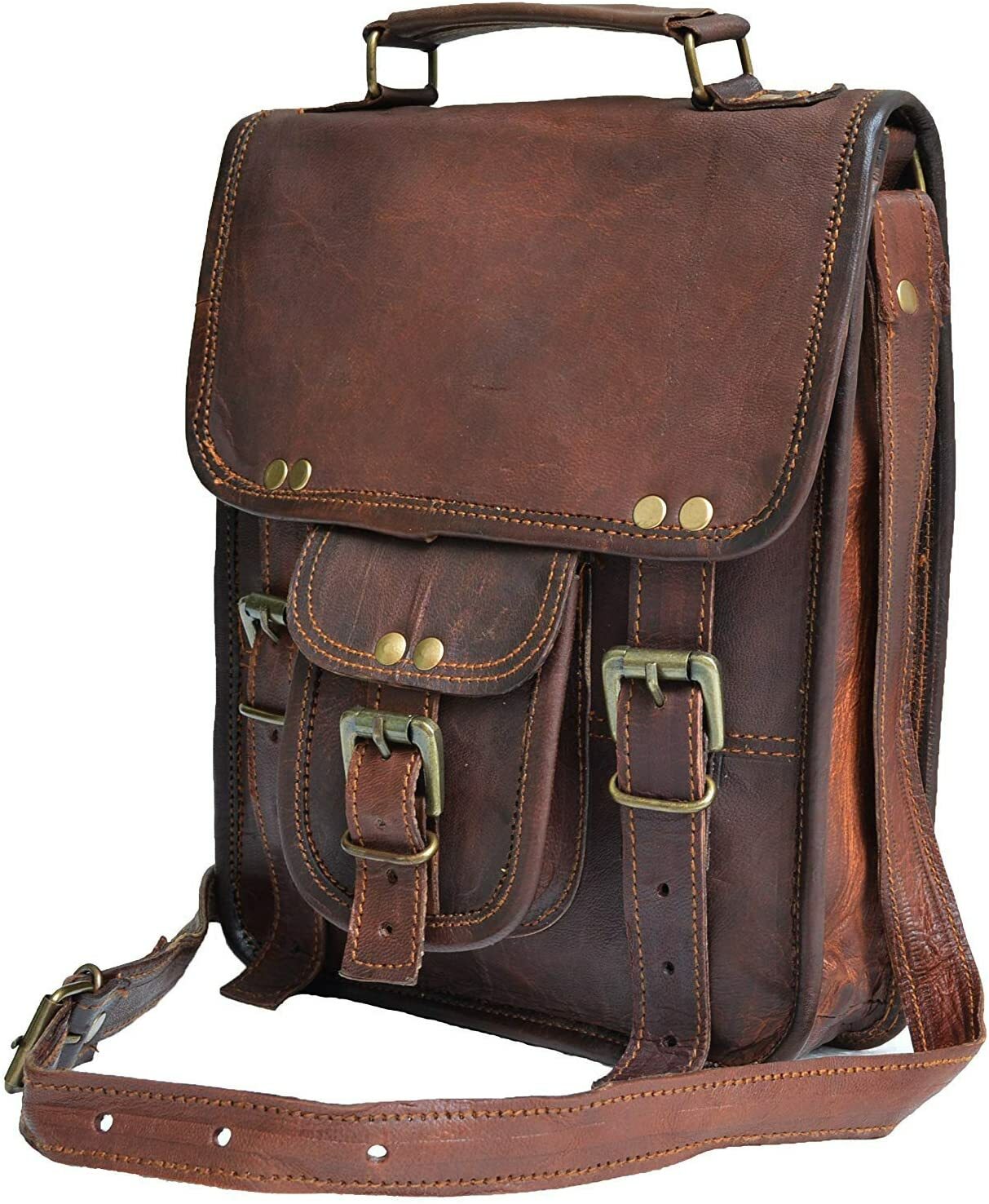 11 x 9 inch Vintage Genuine Leather iPad/Tablet Satchel Cross Body Messenger Bag
