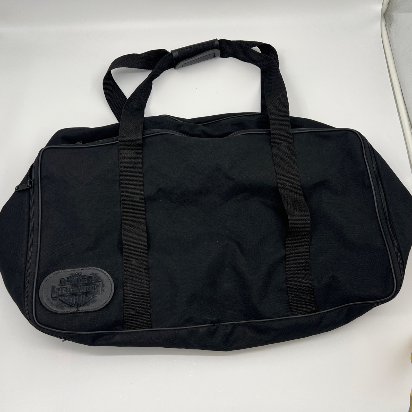 Harley Davidson Large Black Duffle Zip Up Bag Overnight Nylon Travel 22x13x10