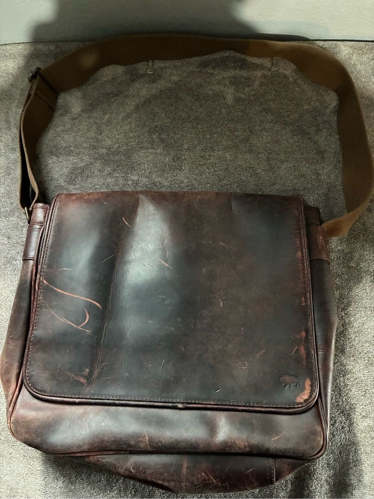 ROOSEVELT Buffalo Jackson Leather Satchel Messenger Bag Full Grain Distressed