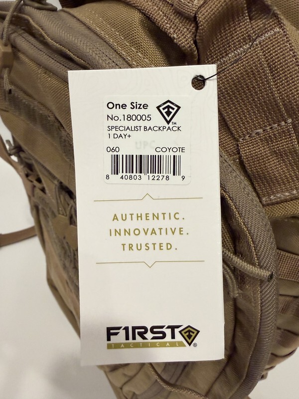 FIRST TACTICAL 180005 ONE SIZE SPECIALIST BACKPACK COLOR COYOTE