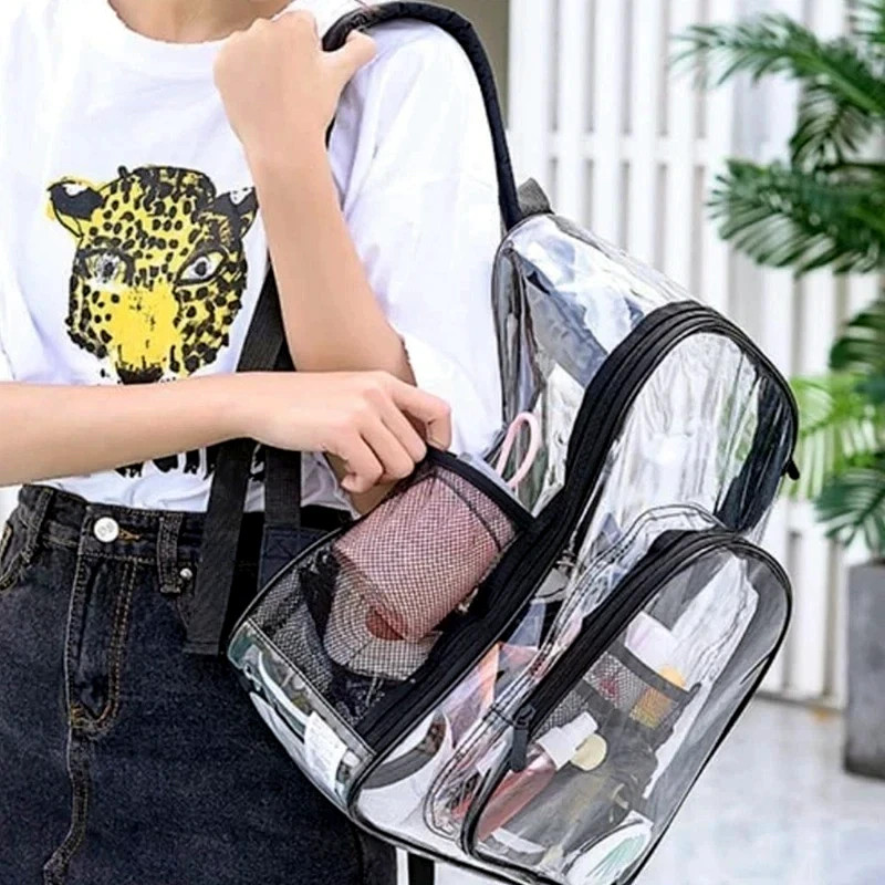LARGE HEAVYDUTY CLEAR BACKPACK Transparent See Tru PVC School Bookbag – Stadium