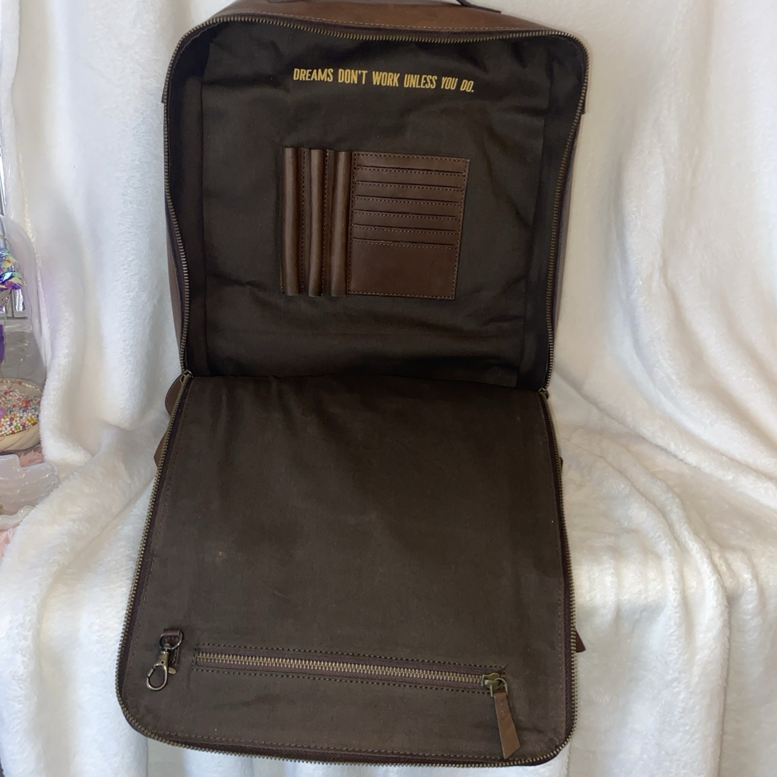 Westward Rancher “Concealed Carry” Genuine Brown Leather Rectangular Backpack.