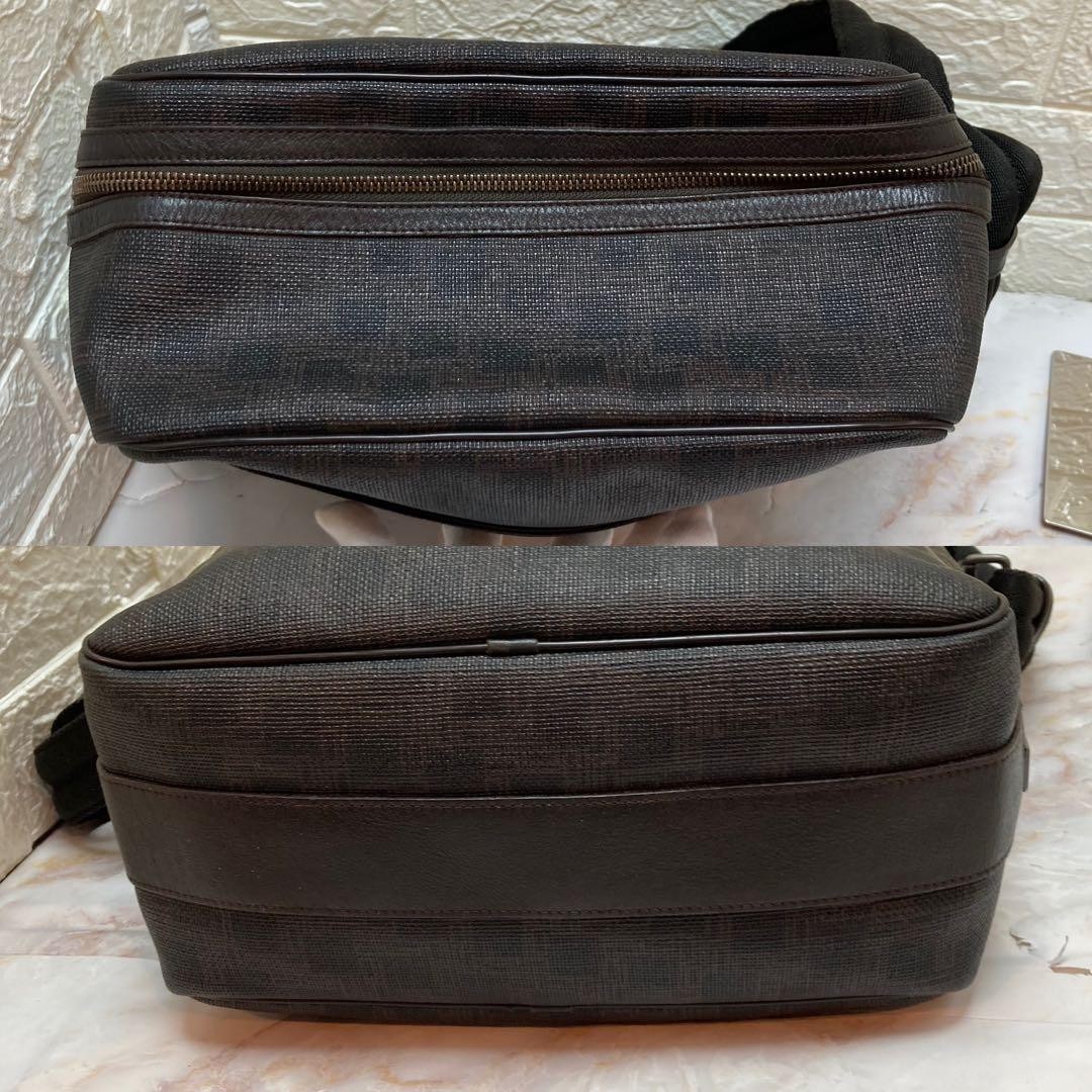 Dunhill D-Eight Brown PVC Leather Shoulder Business Bag 33cm