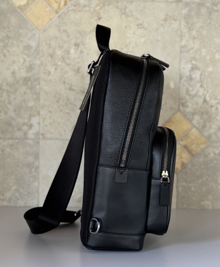 MICHAEL KORS COOPER COMMUTER SLING PACK LEATHER BACKPACK BLACK