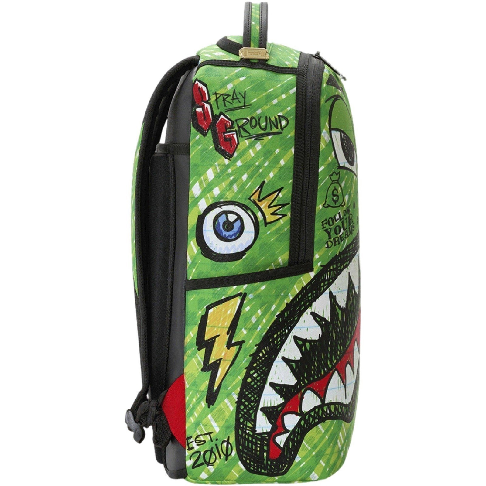 Sprayground Money Bear Doodle Backpack🔥Black Green Bookbag Large School Bag