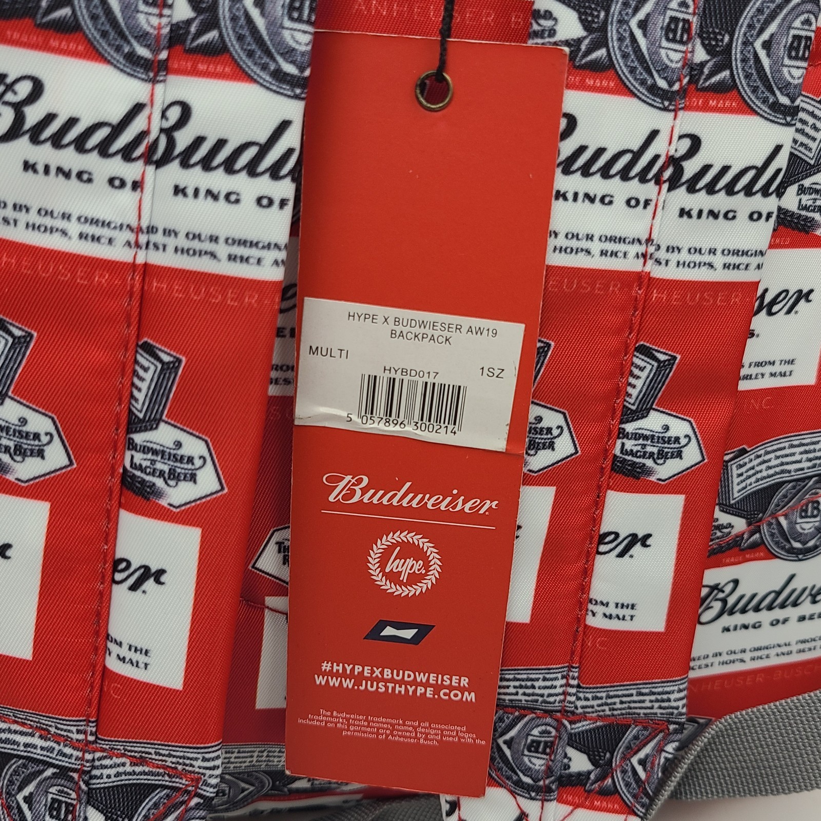 Hype X Budweiser Beer Collaboration Backpack w/ Bottle Opener All Over Print Red