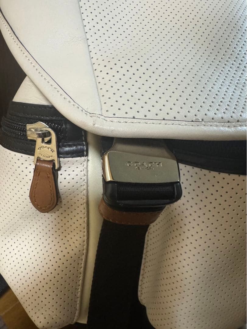 COACH Trek Pack Backpack F72018 Nylon Leather White 40cm