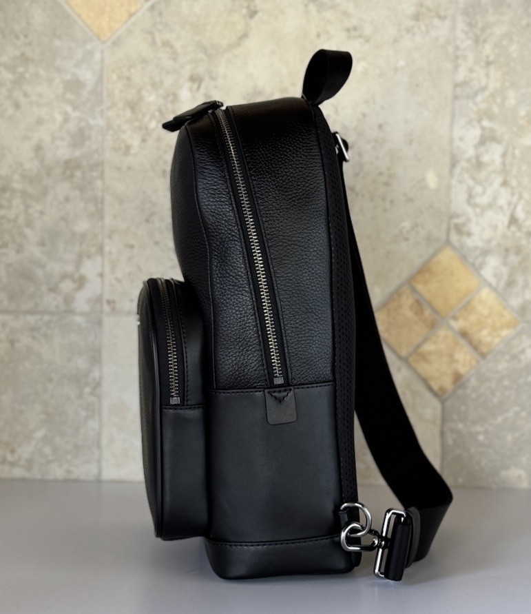 MICHAEL KORS COOPER COMMUTER SLING PACK LEATHER BACKPACK BLACK
