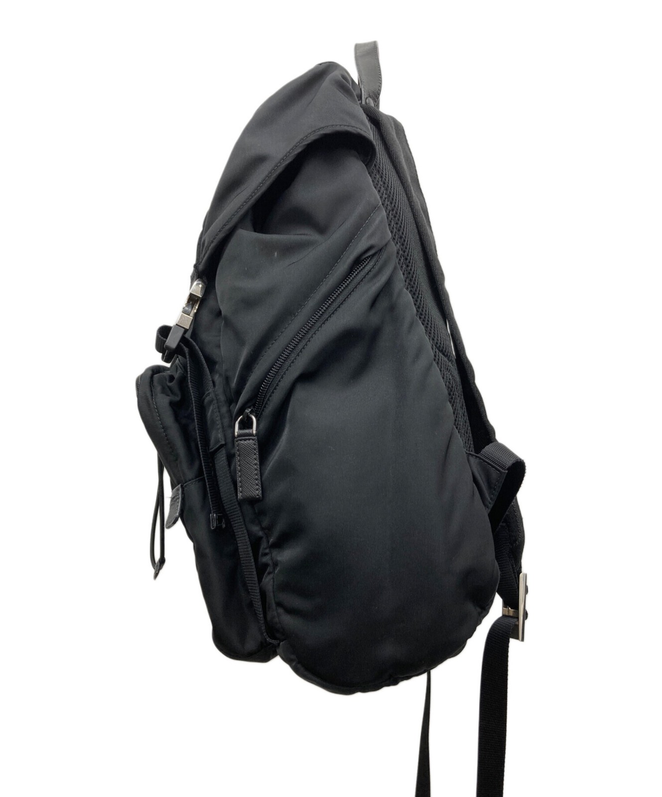 Prada Nylon Backpack Rucksack Daypack Bag Black Double Buckle Drawstring 2VZ135