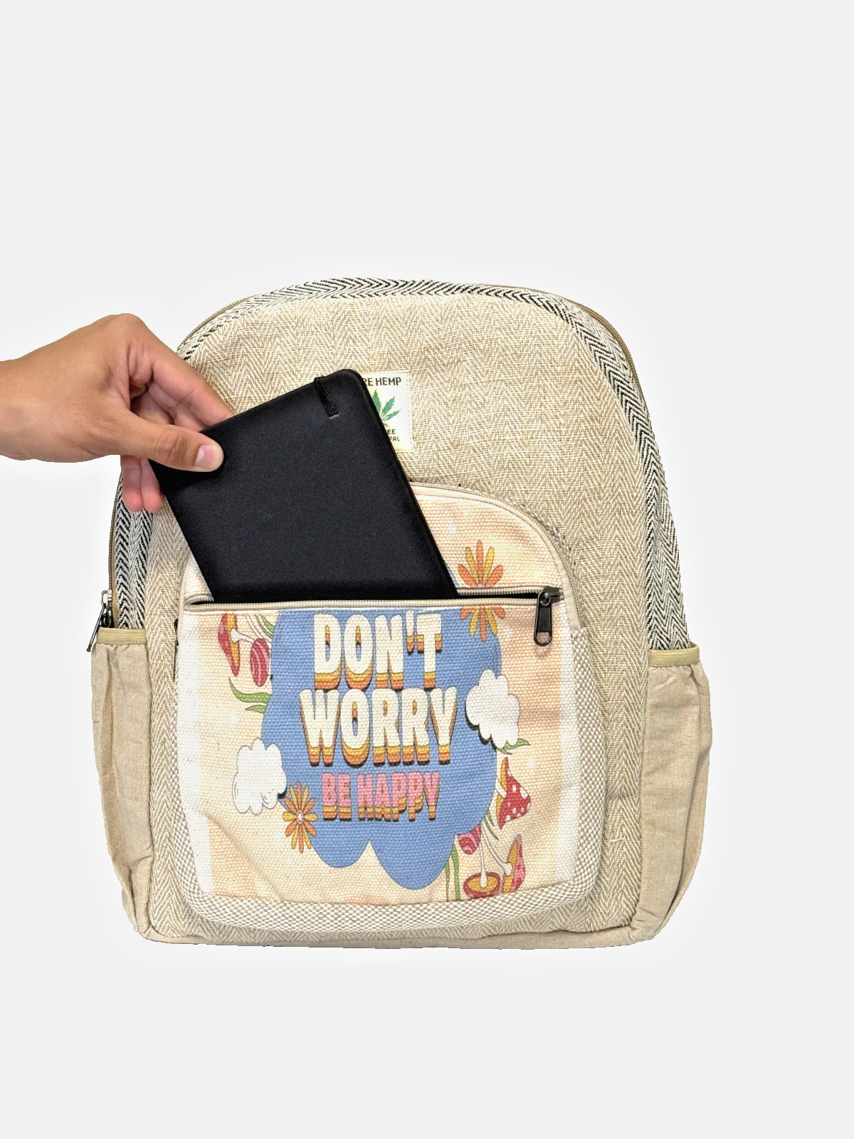 Hippie Lightweight Hemp Backpack Handmade Bag – Print Boho Laptop Bag Hemp Bag