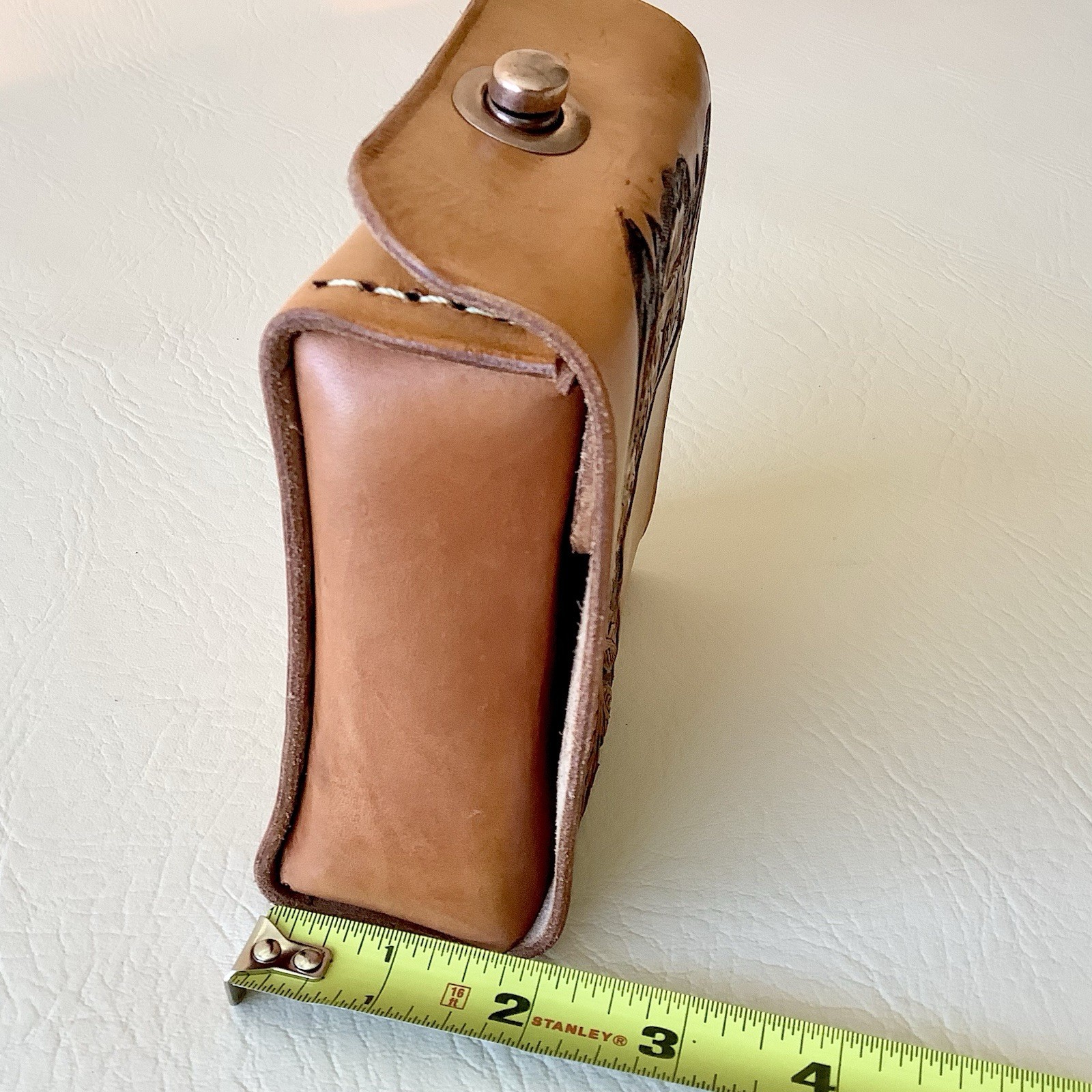Tooled Leather Case Brown Western Floral Navy Admiral Inscription