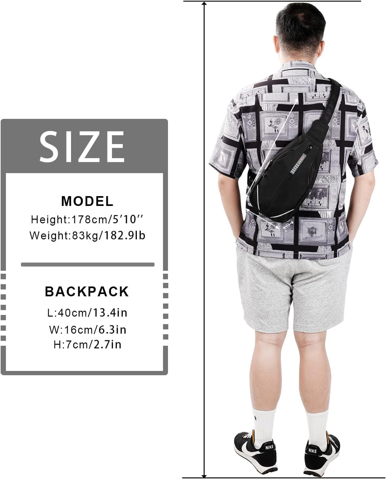 Waterfly Small Crossbody Sling Backpack Anti Theft Travel Chest Bag for Men