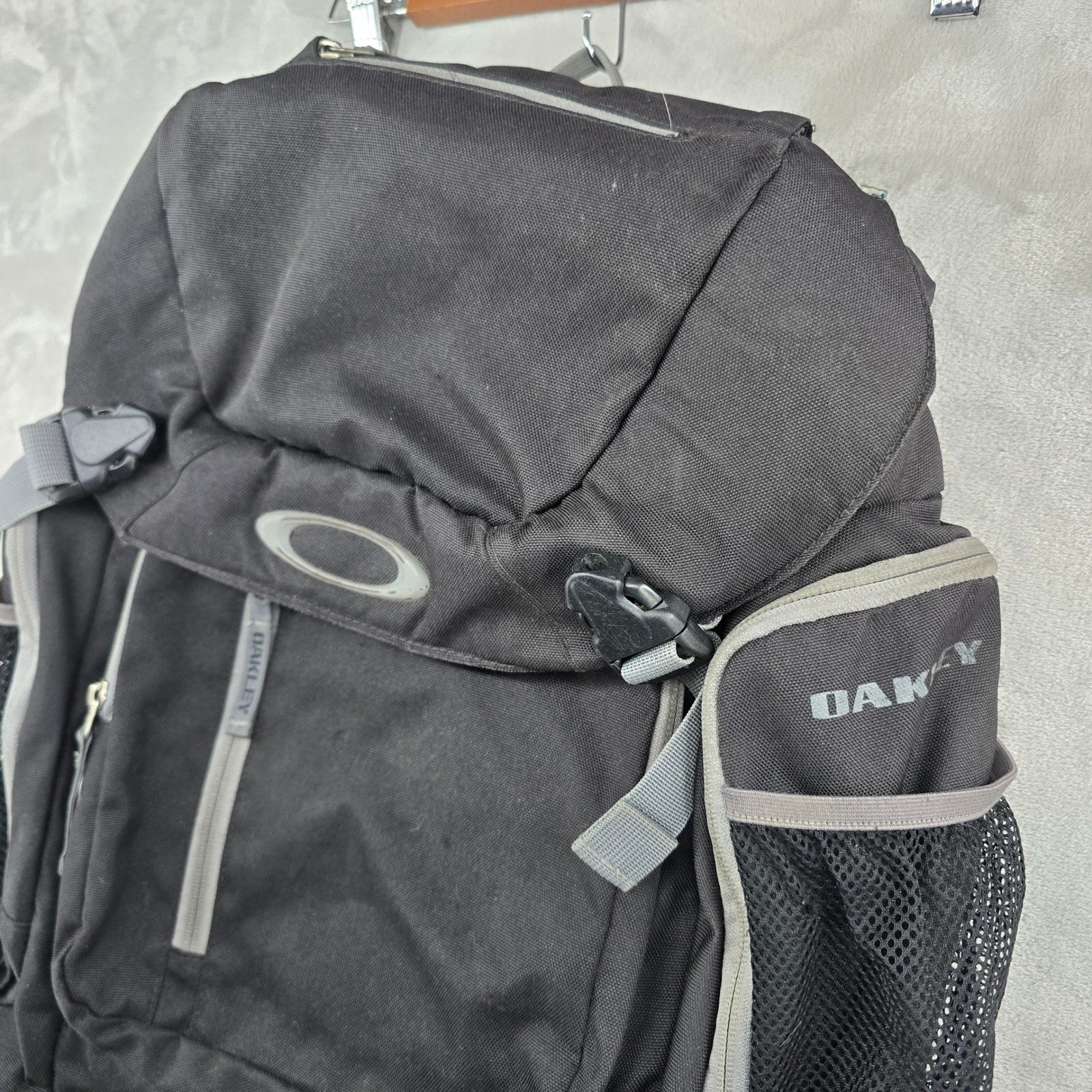 Oakley Backpack Black Grey Canvas Techwear Gorpcore Y2K Utility Bag