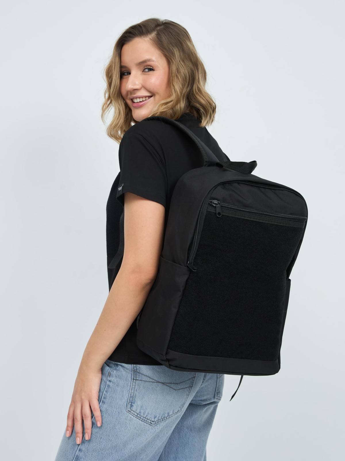 Unisex Large Black Backpack with Sticker & Patches Area, Ideal for Laptop, Tr…