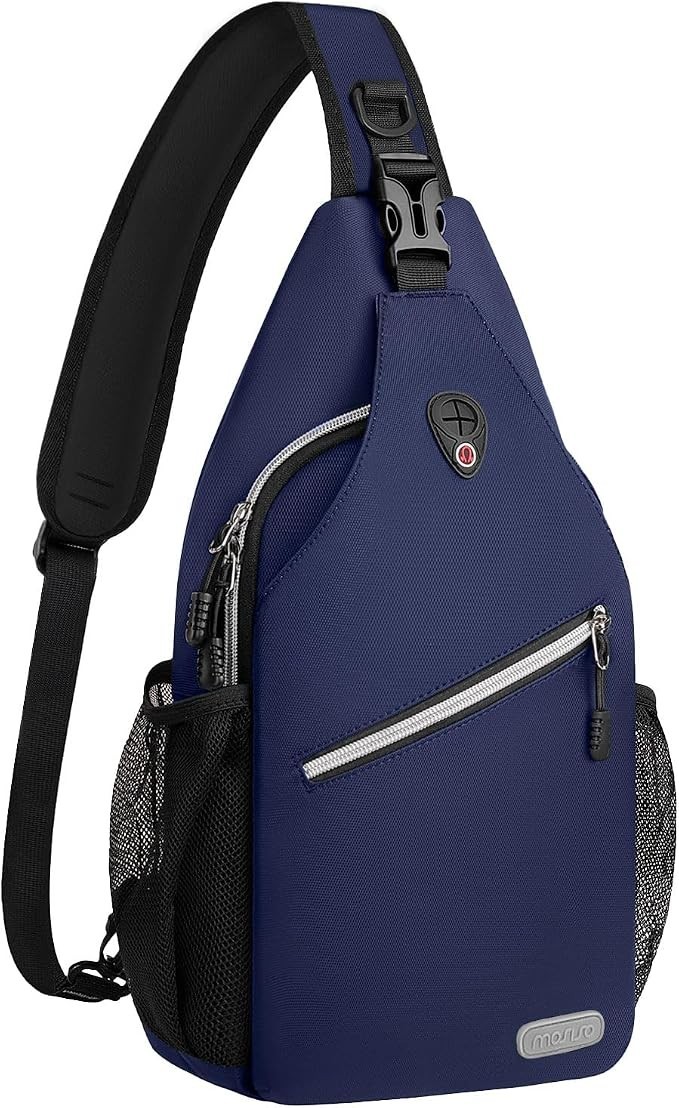 Navy Blue Unisex Multi-Pocket Sling Crossbody Shoulder Daypack Backpack Bag