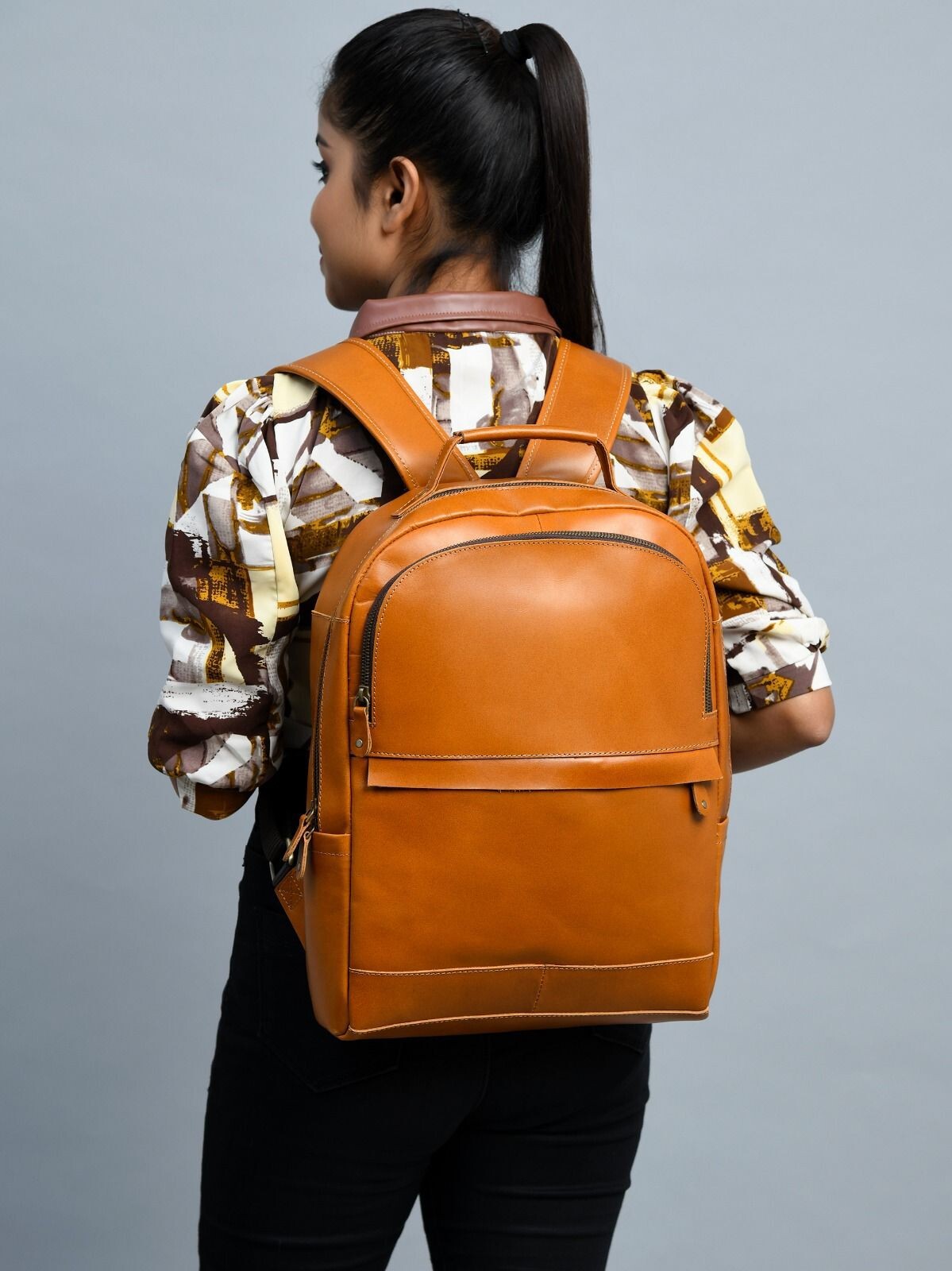 15 In Backpack Shoulder Bag Buffalo Leather Laptop Rucksack Office Handbags