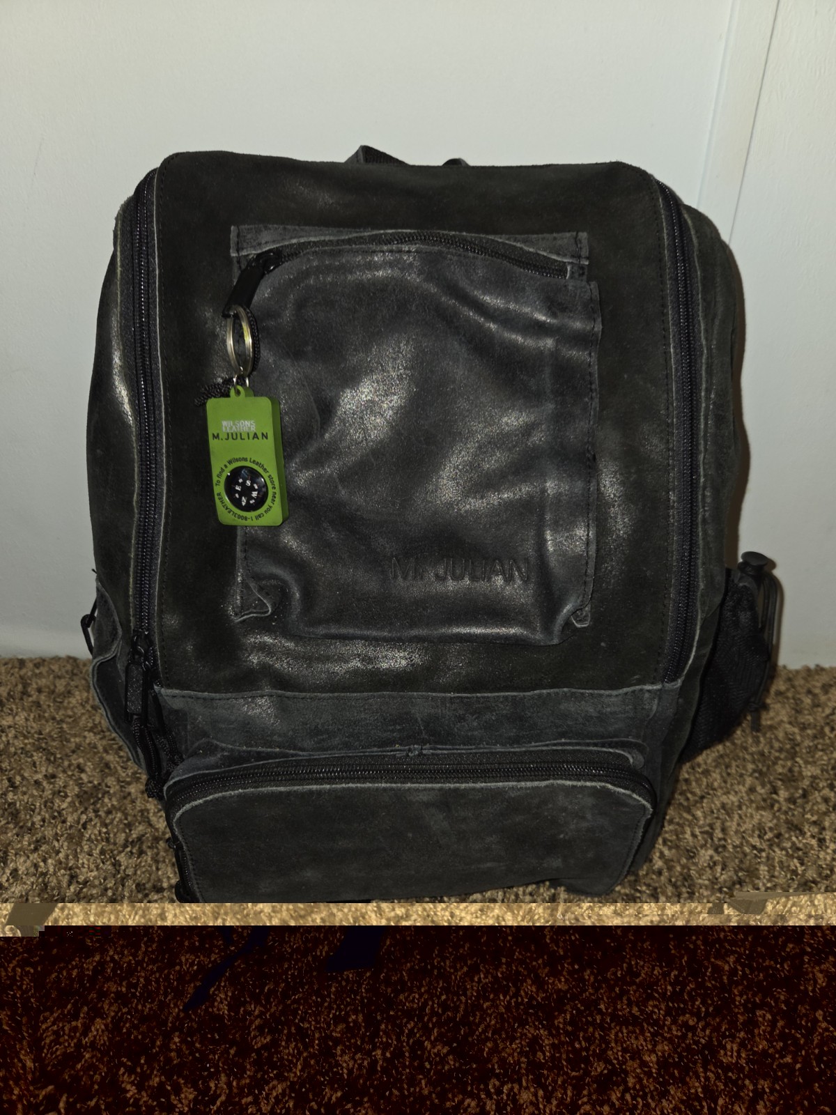 Wilson’s M.Julian Distressed Suede Leather Backpack With Key Chain Compass