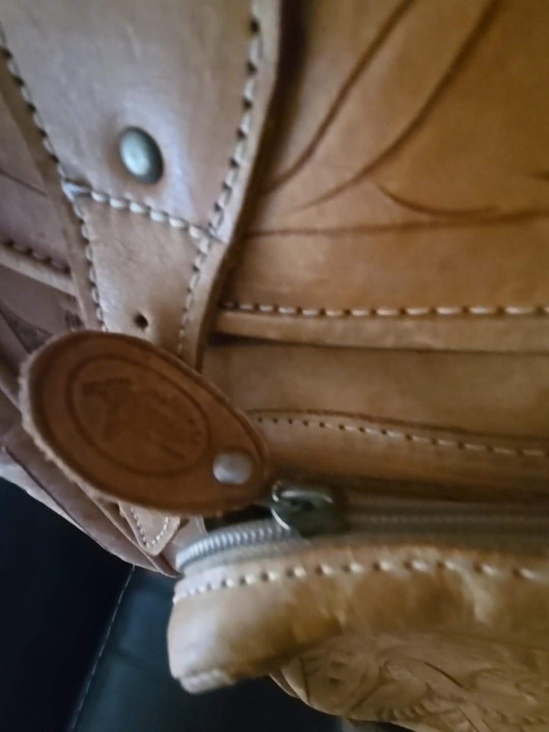 XL RAW LEATHER BACKPACK BAG HAND TOOLED WESTERN MOTIF HAND MADE XL BAG