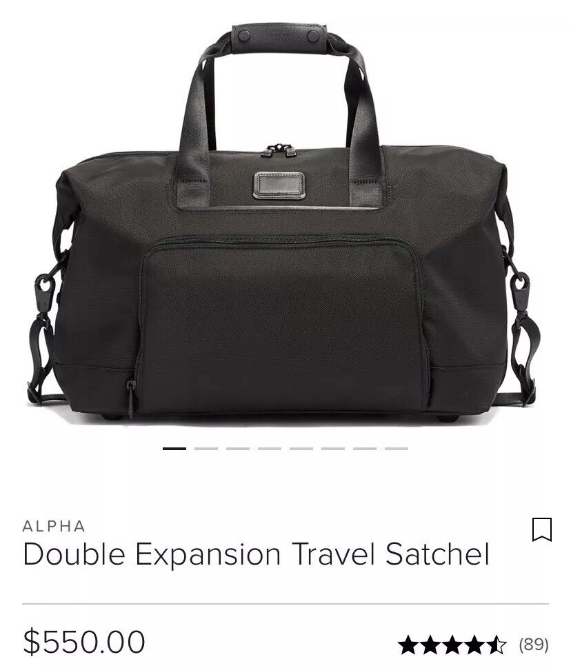 New Tumi Alpha 3 Collection Double Expansión Travel Satchel. Black $550