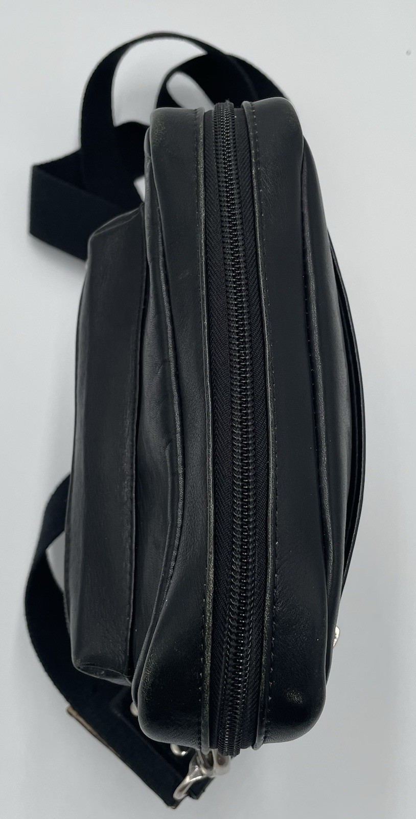 Claire Chase Black Leather Vertical Crossbody Messenger Bag Medium