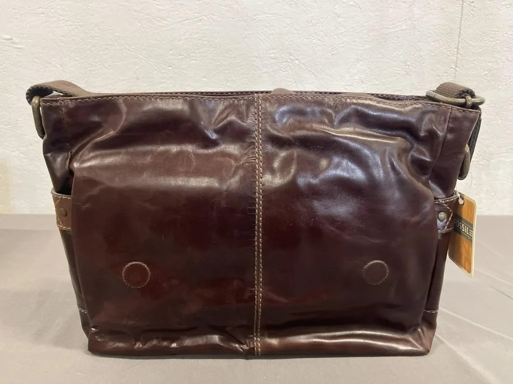 Fossil Jackson E/W Leather Laptop Messenger Bag MBG1154‑201 Brown NWT