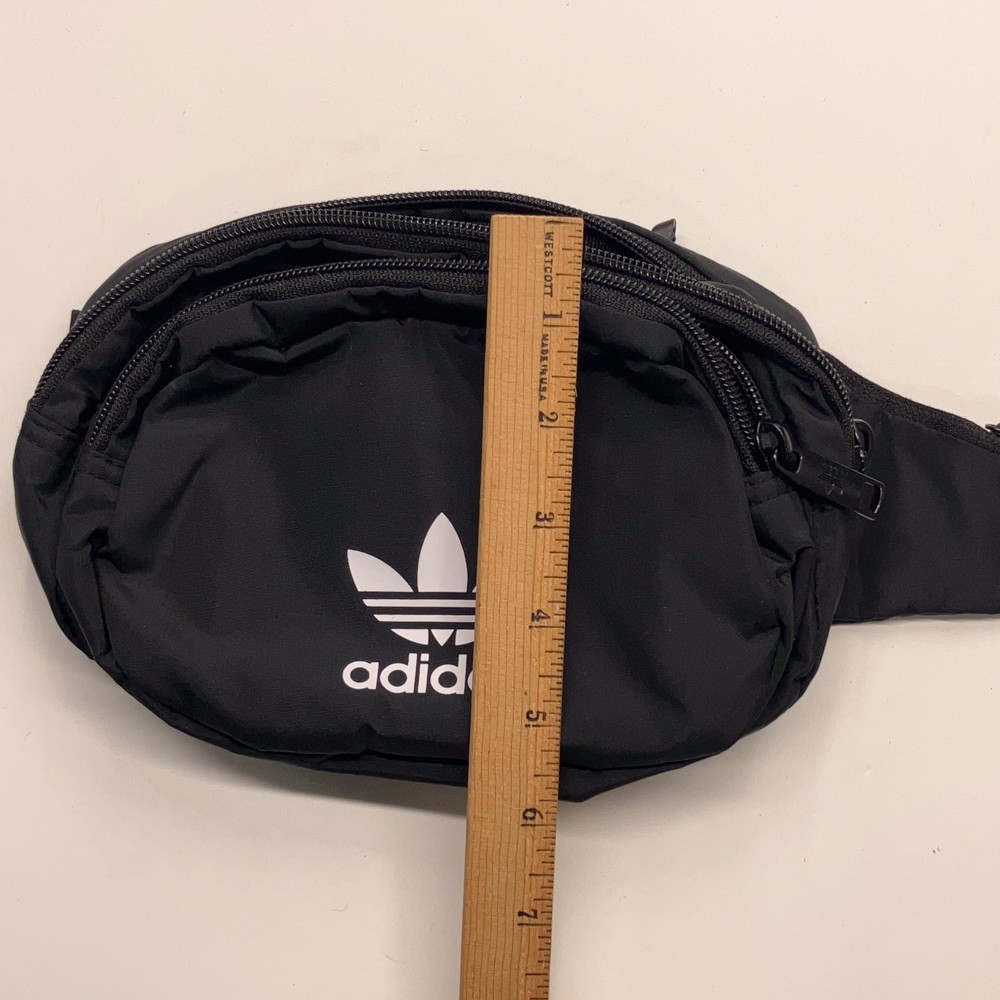 Adidas recycled polyester black padded hip Crossbody small zippered bag