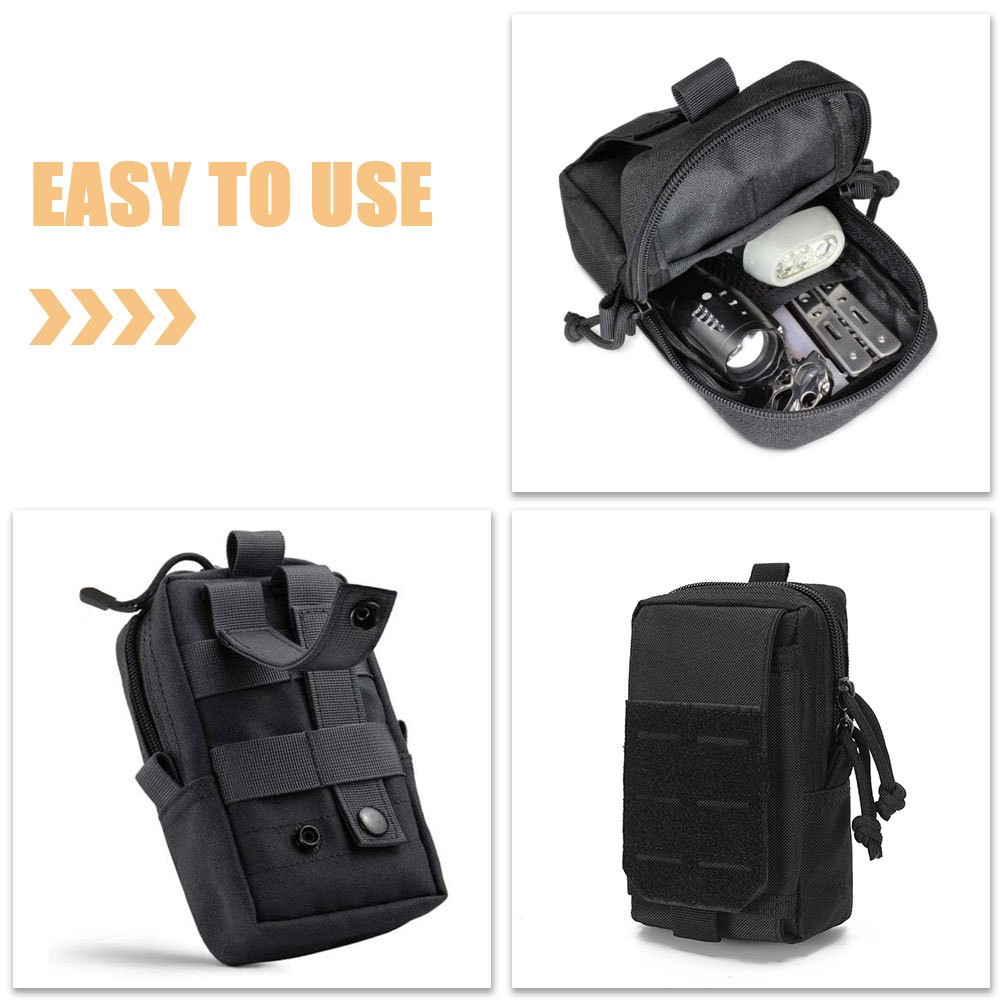 1 Pack Reusable Black Outdoor Utility Pack Pouch Fashionable Unisex Waist Bag