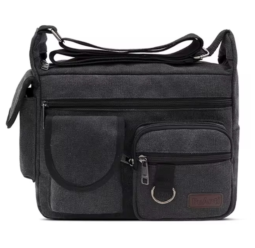 Vintage Canvas Messenger Bag 21x14x31cm Black