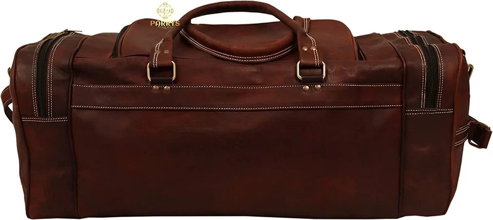 Bag Leather Duffle Travel Men Luggage Gym Vintage Genuine Weekend Overnight New