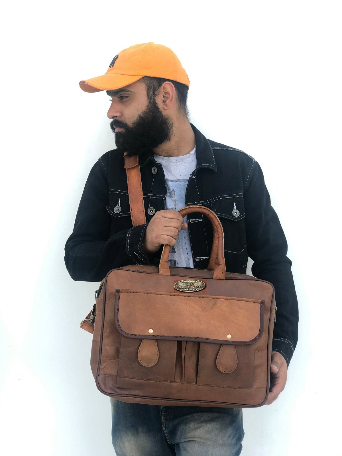 Men’s Leather Shoulder Laptop Satchel Vintage Handmade Bag Available in 4 Sizes