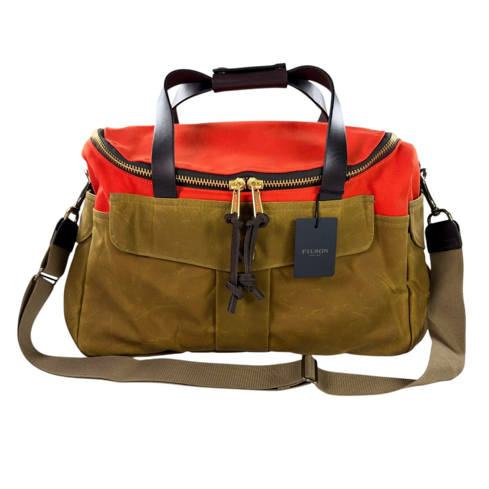 Filson Heritage Sportsman Bag Orange/Dark Tan Rare Discontinued Made In USA NWT